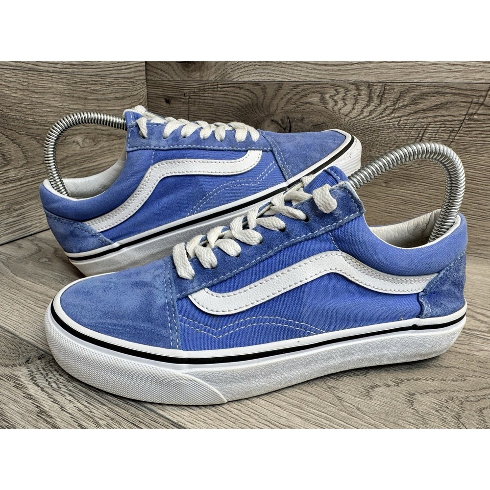 Vans Old Skool Blue Suede Canvas Skate Shoes Womens 7 Mens 5.5 Low Top Sneakers